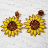 Seed Beading Chunky Sunflower Earrings - BUCKET POPCORN 