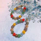 Colorful Ditsy Flower Beading Teardrop Drop Earrings - BUCKET POPCORN 