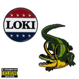 Loki President Loki Button and Alligator Loki Enamel Pin 2-Pack Set
