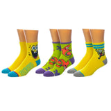 SpongeBob Unisex Quarter Crew 3 Pair Pack Socks - BUCKET POPCORN 