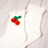 Women's Cute Crochet Cherry Fashion Socks - BUCKET POPCORN 