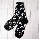 Women's Yin Yang Symbol Black and White Crew Socks - BUCKET POPCORN 