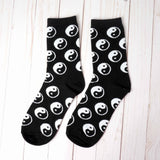 Women's Yin Yang Symbol Black and White Crew Socks - BUCKET POPCORN 