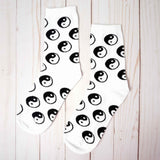 Women's Yin Yang Symbol Black and White Crew Socks - BUCKET POPCORN 