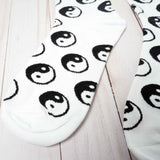 Women's Yin Yang Symbol Black and White Crew Socks - BUCKET POPCORN 