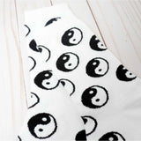 Women's Yin Yang Symbol Black and White Crew Socks - BUCKET POPCORN 