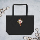 Japanese Kitsune Fox Mask Original Art Large organic tote bag