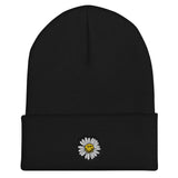 Cute Smiley Face Daisy Embroidered Unisex Cuffed Beanie - BUCKET POPCORN 