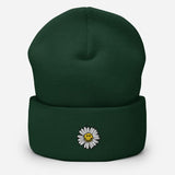 Cute Smiley Face Daisy Embroidered Unisex Cuffed Beanie