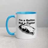 Funny "I'm a Quitter, Not a Fighter" Cat Original Art Mug with Color Inside