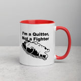 Funny "I'm a Quitter, Not a Fighter" Cat Original Art Mug with Color Inside