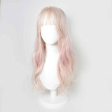 Women's Pink Ombre Long Beach Wave Cosplay Wig With Bang - BUCKET POPCORN 