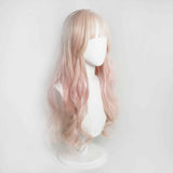 Women's Pink Ombre Long Beach Wave Cosplay Wig With Bang - BUCKET POPCORN 